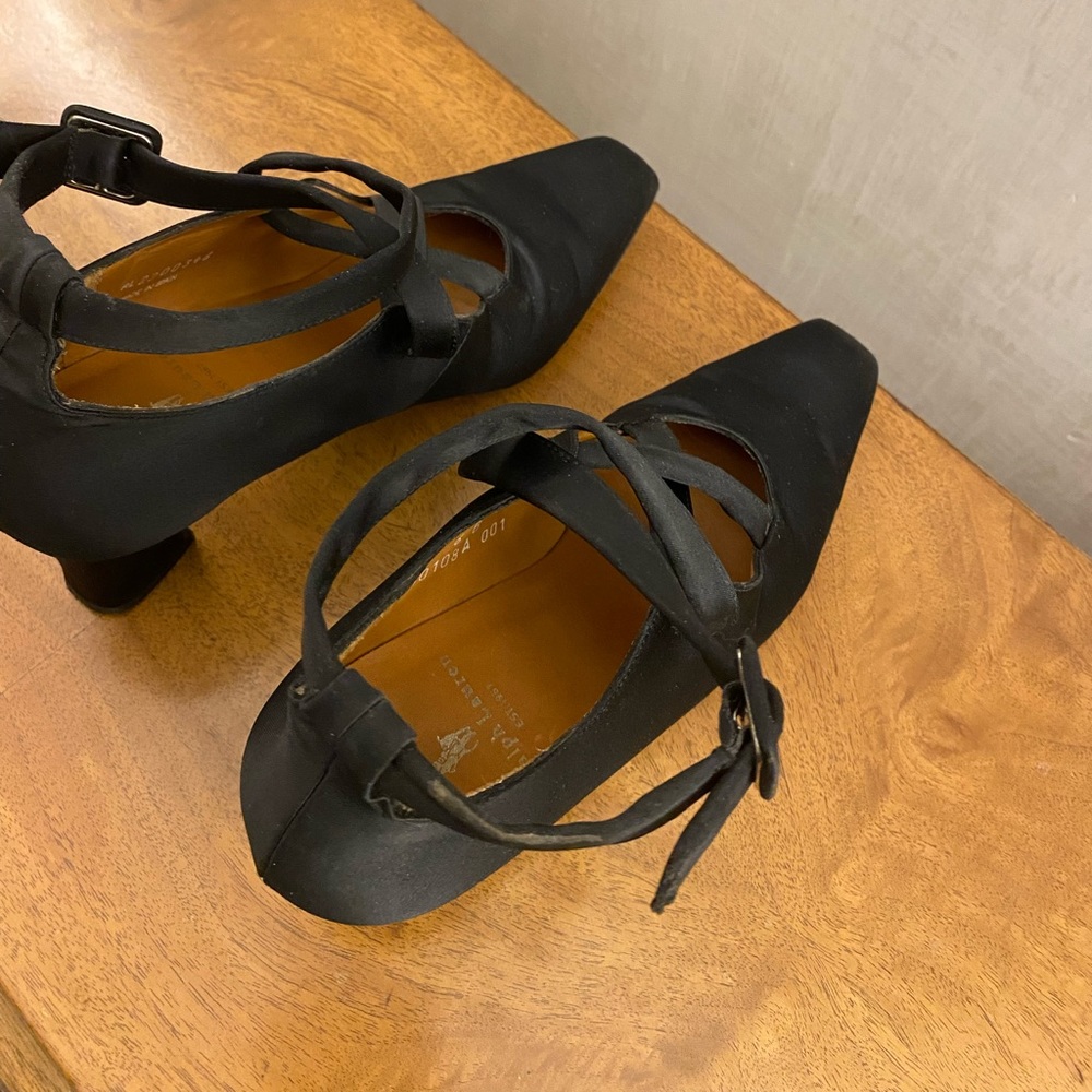 Vintage Ralph Lauren Black Satin Shoes Size 6 - Picture 7 of 16